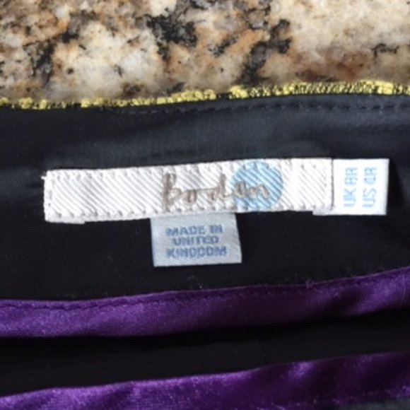 Boden Yellow/Gold Lace & Blue Lined Pencil Skirt. Back Zip and Slit Size 8R - Picture 3 of 9